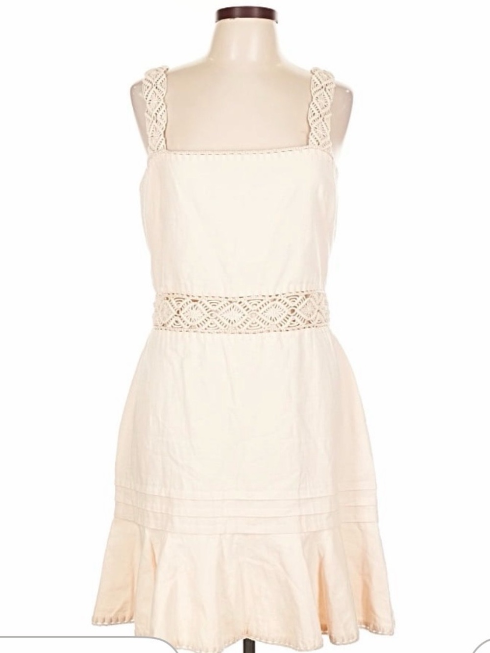 Jonathan Simkhai Cream Crochet-Trim Mini Dress
